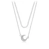 Choker Chokers韓国のファッションShinny Moon Crystal Necklace for Women GirlsダブルレイヤーエレガントなネックチェーンペンダントLLIS22