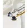 Correntes Hemiston Heart Brand Golden Black and White Lattice Colar Pingnder Style Cool Style for Women Gift