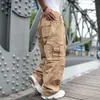 Męskie spodnie modne luźne workowate spodnie ładunkowe mężczyźni swobodny hiphop harem bawełniane proste spodnie szerokie noga ubrania streetwearne o rozmiarze 230404