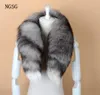 NGSG Real Fox Fur Scarf Women Men randig vinter varm 8090 cm lång svans halsduk mode lyxkrage halsdukar wraps kvinnliga w001 c1811789679