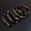 Charm Bracelets Healing Jewelry Natural Tibetan Dzi Agates Three Eyed Nine Eyes Coffee Agat Stone For Women Men