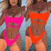 Maillots de bain pour femmes grande taille femmes Bikinis ensemble maillot de bain solide une pièce rempli soutien-gorge ensembles de vêtements de plage pour les adolescents