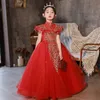 Designer Crystal Flower Girl Tassels Sequins Red Appliques pour enfants Adolescents Bandes pour tout-petit Robe de fête d'anniversaire pour le mariage Colthes 403