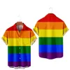 Camisas casuais masculinas Orgulho LGBT amor lésbico Design de arco -íris de manga curta camisas de bolso LGBT Men e mulheres top 230404