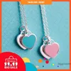 T Home romantique amour femme rouge dégoulinant d'huile émail bleu clavicule chaîne Double coeur pendentif collier cadeau SHTO