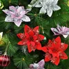 Decoratieve bloemen 5/10 stuks glitter kunstmatige poinsettia kerstboom bloemornamenten bruiloft krans decoraties doe-het-zelf benodigdheden