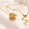 Women Fashion Designer Double Letter Pendant Necklace Chain Never Fading Gold Plated Brass Copper Crystal Necklaces Choker Pendants Wedding Jewelry ZG2287