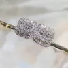 Handgjorda fyrkantiga Studörar Lab Diamant Vitt guldfyllda smyckengagemang Bröllopörhängen för kvinnor Bridal Party Bijou