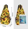 Backpack Sunflower Flor Sling Saco de peito Crossbody Viagem Caminhada Daypack For Mulheres Men com Bolsas de ombro de Bolsa de Strap