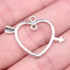 Charms 20pcs 33x24mm jedna strzałka przez biżuterię złącza serca tworzy antyczny srebrny kolor brąz