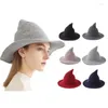 Berets Diyalo Women Witch Wizard Hat Solid Foldable Wool Acrylic Knitted Lady Halloween Party Daily Wear Bucket Cap Autumn Winter