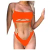 Maillots de bain pour femmes grande taille femmes Bikinis ensemble maillot de bain solide une pièce rempli soutien-gorge ensembles de vêtements de plage pour les adolescents