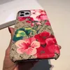 iPhone 14 XS Pro Max Case Designer Phone Case for Apple 15 13 12 11 XR 8 7 Plus Luxury Pu Leather Flower Print Mobile Cell Half-Body Bumper Backs Shell Fundas Coque 00