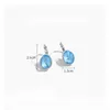 Backs Earrings Fashion Blue Austrian Crystals Round Circle Clip For Women Girls Simple Geometric Rhinestone Female Gifts