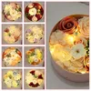 Decorative Flowers Scented Soap Rose Artificial Fragrant Petals Flower Round Shaped Gift Box Light Wedding Decor Valentine Day For