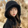 Berets Japanese Simple Winter Hat Solid Color Plush Warm Versatile Outdoor Cold-proof Knitted Ear Protector Head Bomber Hats For Women
