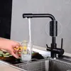 Grifos de cocina Agua con punto Purificador de latón Grifo Rociador dual Beber Grifo filtrado Recipiente Mezclador de fregadero