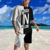 Męskie dresy letnie trend modowy Męskie Suit 3D Drukowane pasiaste wzór joggingowy Tshirty Set Set Streetwear Ubrania dla mężczyzn 230404