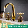 Bathroom Sink Faucets European Style All Copper Double Handle Single Hole Faucet In Kitchen Basin And Cold