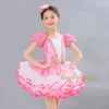 Bühnenkleidung Mädchen Rosa Tutu Ballettkleid Kurz- / Langarm Pailletten Tanz Für Kinder Prinzessin Professionelle Kostüm Frauen