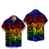 Men's Casual Shirts Pride LGBT Love Lesbian Rainbow Design Print Short Sleeve Pocket Shirts LGBT Print Shirts Men And Women Top 230404