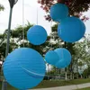 Christmas Decorations 7pcs/set Mixed Sizes(10cm-40cm) Royal Blue Chinese Round Paper Lanterns For Mariage Birthday Party Hanging Ball