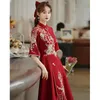 Ethnic Clothing Elegant Chinese Style Bridal Toasting Cheongsam Dress Wind Red Traditional Qipao Vintage Wedding Evening Dresses