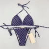 Designer-Bikinis qucci Damen-Zweiteiler-Bikini mit Buchstaben-Badeanzügen, Kristall-Sommer-Bademode, Strand-Luxus-Badeanzüge, klassischer Tanga-Dreipunkt-Badeanzug