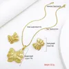 Halskette Ohrringe Set Damen 18K vergoldet Modeschmuck Kette Schmetterling Anhänger Ohrring Hochzeit Party Zubehör