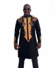 ABBIGLIO ETNICI Black African Dashiki Men a 2 pezzi camicie stampate e pantaloni da uomo a manica lunga