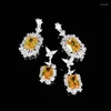 Dangle Earrings High Quality Zircon Bridal Yellow CZ Zirconia Wedding Earring For Brides Accessories Women Birthday Gifts Jewelry