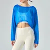 Camisas ativas fio de manga comprida yoga cobrir leve e respirável esportes fitness topo lul verão outwear terno para mulher