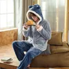 Mannen Nachtkleding 2024 Pyjama Herfst Winter Nachtjapon Koraal Fluwelen Verdikte Flanel Cartoon Loungewear Sets Mannelijke Pak Pijamas