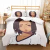 Set di biancheria da letto Stampa 3D Alla moda Ragazza africana Consolatore Copripiumino Federe Letto matrimoniale singolo Jogo De Cama Casal