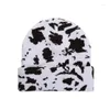 Basker casual beanie hatt män kvinnor punk stickade hattar söta leopard tryck varma mössor ko mönster ullskallies vinterhuv