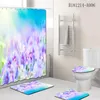 Rideaux de douche 4 pièces fleurs vives dans le jardin rideau de salle de bain florale de salle de bain de salle de bain couvercle couvercle pavé de tapis de tapis