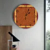 壁の時計レトロポルカドットバックグラウンドフラワーサイレントホームカフェオフィス装飾キッチンアートのための装飾