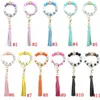 Party Favor Letter Silicone Bead Bracelets Tassel Key Chain Pendant Women's Jewelry Bag Accessories Mothers Day Gift de091