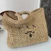 2023 New Designer Tote Bag Fashion Stripe Contrast Grass Woven Bag Large Woven Handheld Shopping Bag Beach Bag 202332