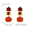 Dangle Oorbellen 3-Tiered Halloween Thanksgiving Beaded Drop voor vrouwen Pompoen/Bloesem/Zaad Kraal Canadese sieraden