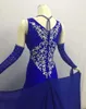 Robe de danse de concours de salle de bal pour femmes, tenue de scène, jupe de danse de valse bleu royal, robe Standard pour adultes, arrivée 2023