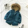 Jackets Hoodies 5852 Children Winter Fleece Outdoor Baby Boys Faux Fur Collar Jacket Warm Teen Kid Clothes Thickened Cotton Padded Coat