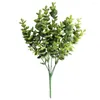 Fleurs décoratives Simulation Feuille d'argent en plastique Arrangement de fleurs de mariage Plantes artificielles Feuilles d'eucalyptus avec herbe Décor à la maison Faux