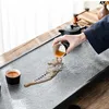 Set di articoli da tè Stile Zen Vassoio da tè in pietra Barca di drenaggio dell'acqua per Kungfu Set Vassoi da portata Rettangolo Pesante Multi formato