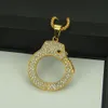Hip Hop-rappare Shiny Diamond Pendant Gold Necklace Full Zircon Handcuffs Pendant Copper Micro-Inset Zircon Hip Hop Jewelry 75cm Lattice Chain Necklace 1945