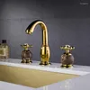 Bathroom Sink Faucets European Style All Copper Double Handle Single Hole Faucet In Kitchen Basin And Cold