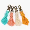 Keychains Bohemia Handmade Macrame Keychain Tassel Key Chain For Women Girl Bag Charms Hanging Boho Jewelry Gift Friends