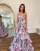 Blommigt tryck prom klänning 2k24 stropplös korsett bodice lady pageant vinter formell kväll cocktail party hoco gala klänning sherri mor till bruden skiktade tiered kjol