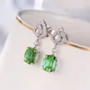 Pendientes colgantes geométricos de plata esterlina 925, joyería de esmeralda, pendiente de gota de piedras preciosas para mujeres, Aros Mujer Oreja Jewellry Orecchini Women