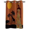 Rideau noir femme savane africaine paysage Tropical fenêtre rideaux salon décor à la maison